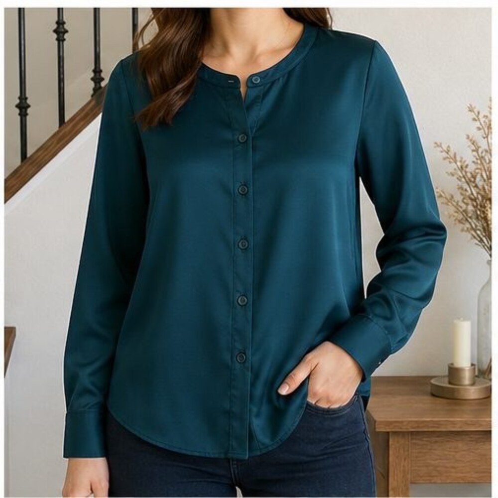 Teal Ruffle Blouse - Picture 2 of 6